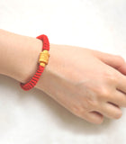 "Om Mani Padme Hum" Prayer Wheel Charm Bracelet (Red)